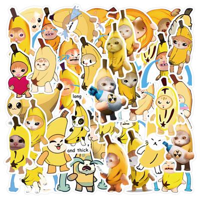 50 New Banana Cat Banana Cat Doodle Stickers Decorate Guitar Laptop Suitcase DIY Stickers