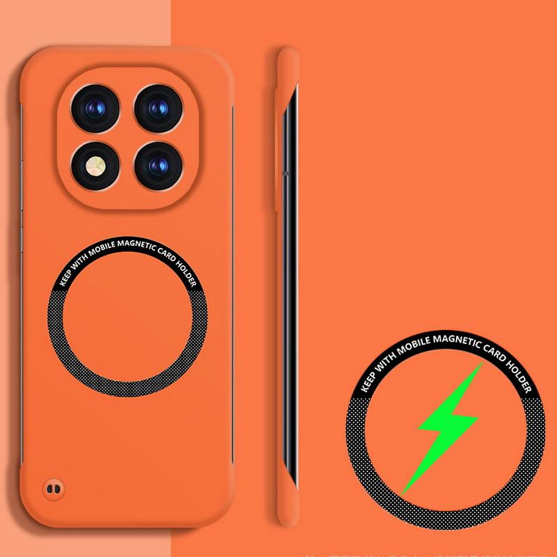 Coque de téléphone magnétique fine sans cadre pour Xiaomi Poco F6 Pro X6 Redmi K70E Note 14 Pro 13 Couleur unie Charge sans fil Antichoc pour Coque MagSafe