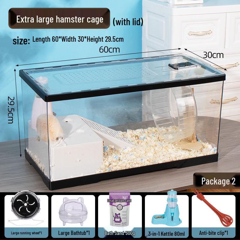 Luxury Acrylic Transparent Hamster Cage with Landscaping - Beginner Friendly, Spacious, for Golden Hamsters