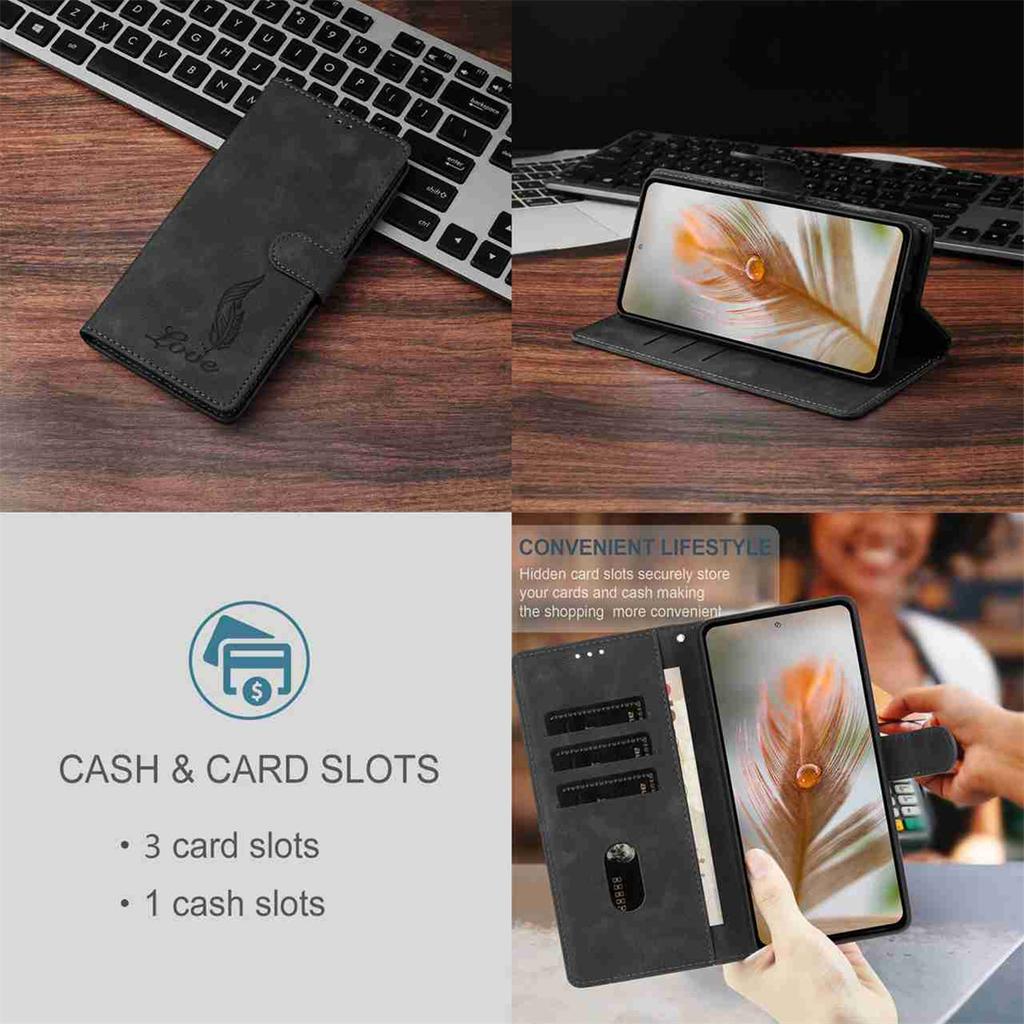 Quill Pen Embossed Pattern Flip Card Design Wallet Case for Redmi Note 14/Note 12/13C/14C/Xiaomi 14T,Xiaomi 11T,13 Lite,Mi 11 Lite,Poco X6...(8-Color)