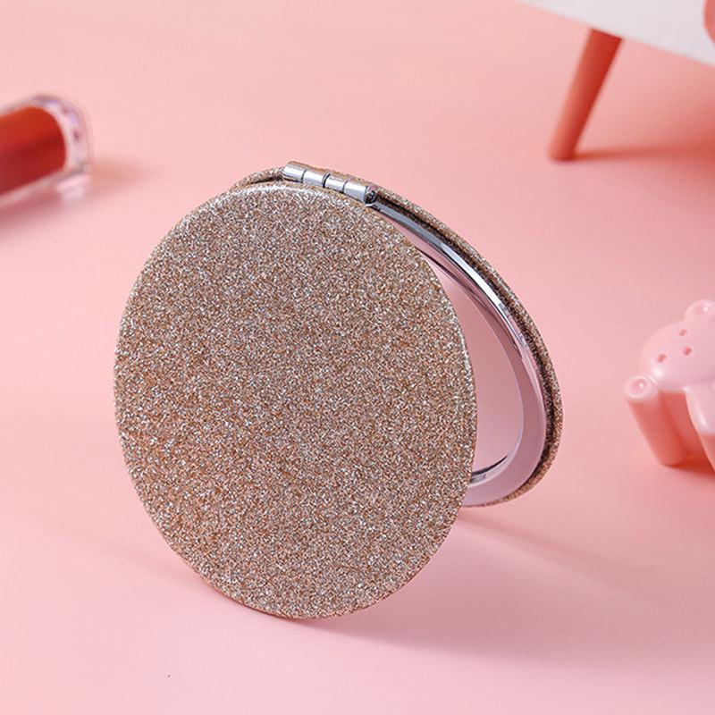 

Mini Foldable Portable Glitter Makeup Mirror for Girls - Travel-Friendly PU Leather Design