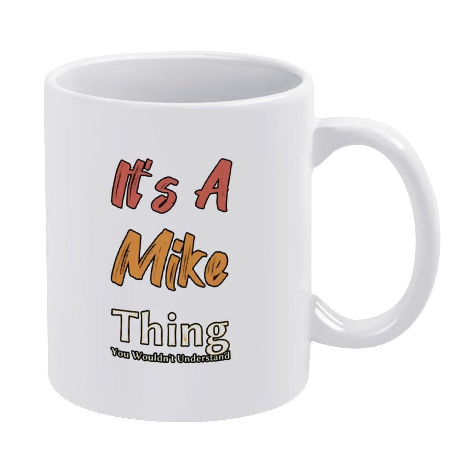 

1pc 11oz white ceramic coffee mug with double-sided print, minimal fun look, easy to clean, strong ceramic, great gift белый