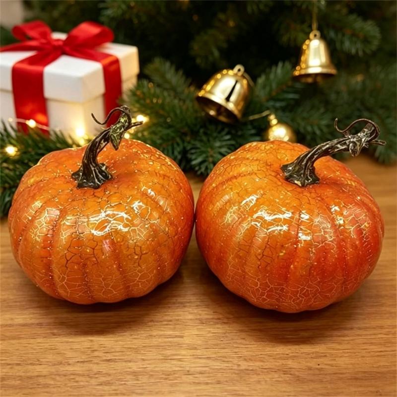 Faux Pumpkin Styling Accent for Harvest Arrangements, Textured Finish Feature for Shelf Use, Thanksgiving Setups and Fall Home Groupings