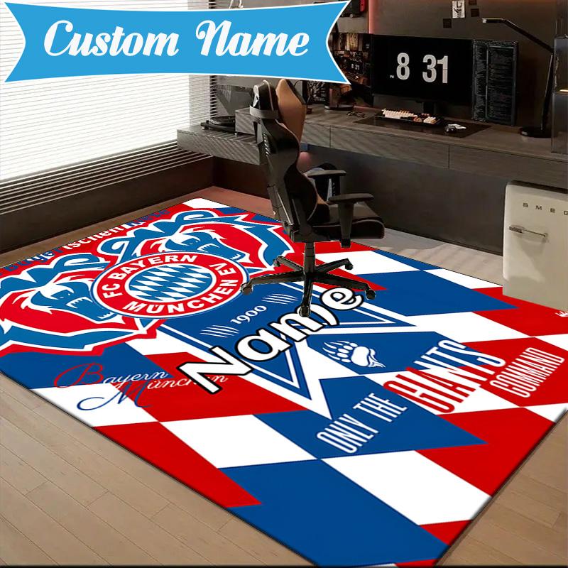 Custom Name Munich Crest Rug Game Carpet, Floor Mat for Bedroom Living Room Entryway Rug, Home Decor Idea Gift for Christmas birthday