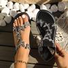 Rhinestone butterfly decorative flat sandals women's large size elastic band outside wearing beach sandals
