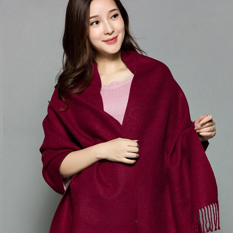 Soft Faux Cashmere Double Sided Scarf Women Fashion Winter Warm Shawl