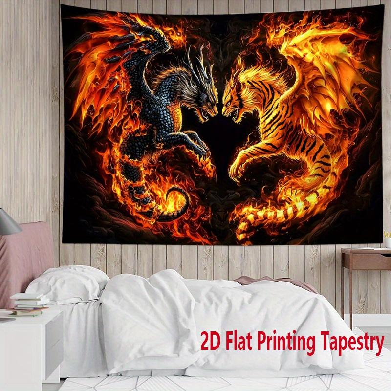 Dragon vs Tiger Showdown Digital printing polyester wall tapestry suitable for use in living rooms bedrooms offices bars party