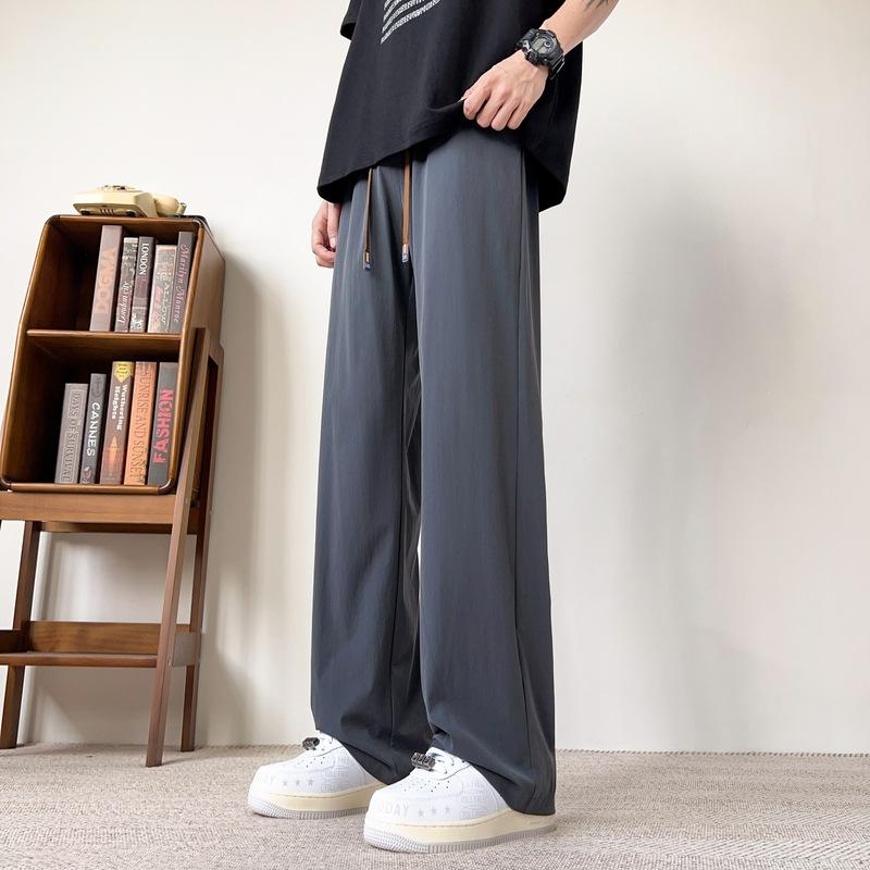 Thin Casual Pants for Men, Straight and Drawstring, Laid-back and Stylish, Cool and Trendy New Style, Popular Hong Kong Style