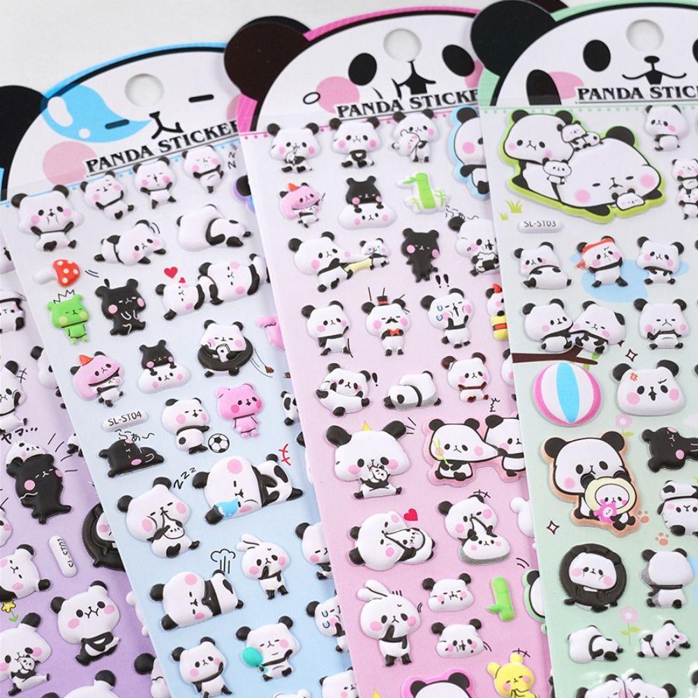 Waterproof Panda Sticker Gift Box 3D Panda Bubble Sticker  Skateboards Luggage Suitcases Decor