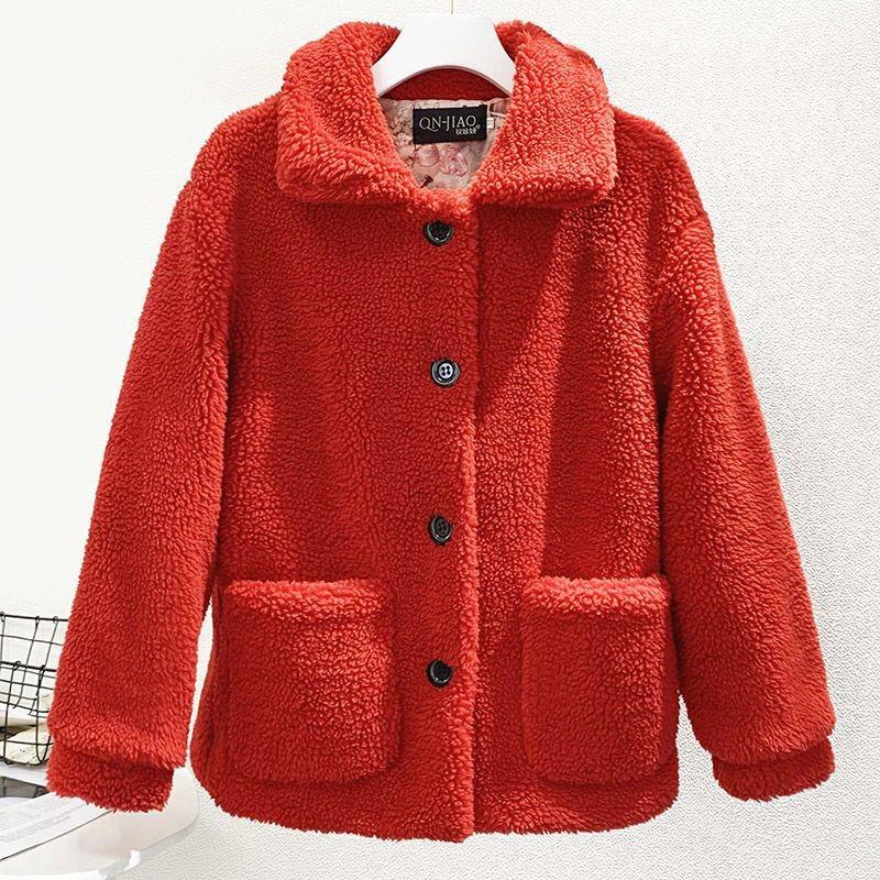 Winter New Imitation Lamb Fur Coat Women's High-necked Granular Sheep Shearing Short Coat Thickened