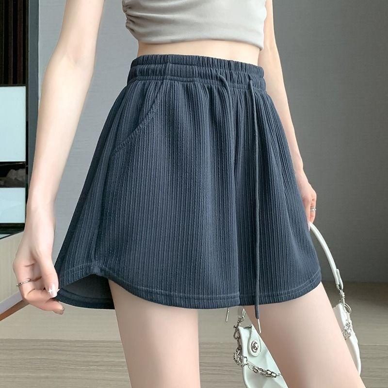 Ice Silk Sports Shorts for For Women In Summer Thin Korean Style High Waist Loose Slim and Versatile Casual A-line Wide-leg Pants