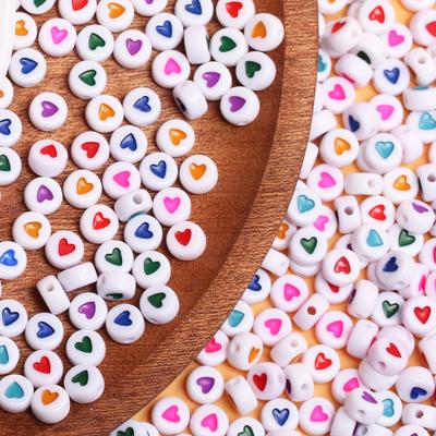 500g About 2500Pcs Jewelry Accessories 7mm Acrylic Bead Necklace Bracelet Making Loose DIY Spacer Beads Heart Shape
