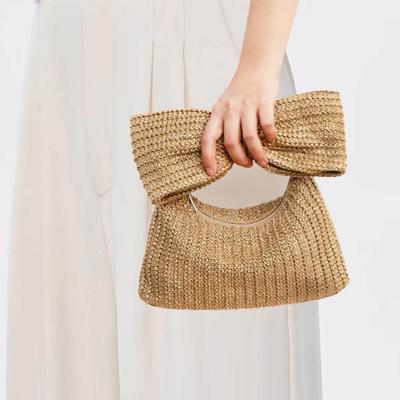 Yeni trend moda ark hasır kumaş çantalar tasarımcı kadın el örgüsü parti çantası