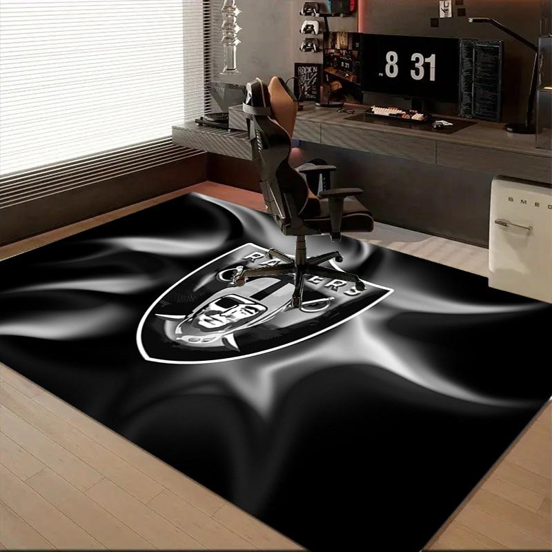 1PC Las Vegas Raiders Design Rug Game Carpet, Floor Mat for Bedroom Living Room Entryway Rug, Home Decor Idea Gift for Christmas birthday