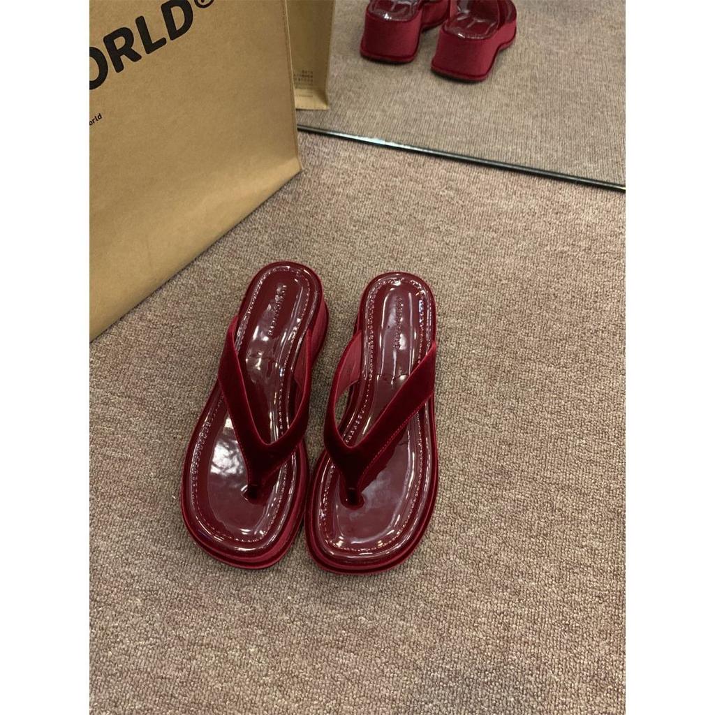 Thick-soled flip-flops shoes women's shoes wear 2025 new summer fashion heightening French small sandals sandals