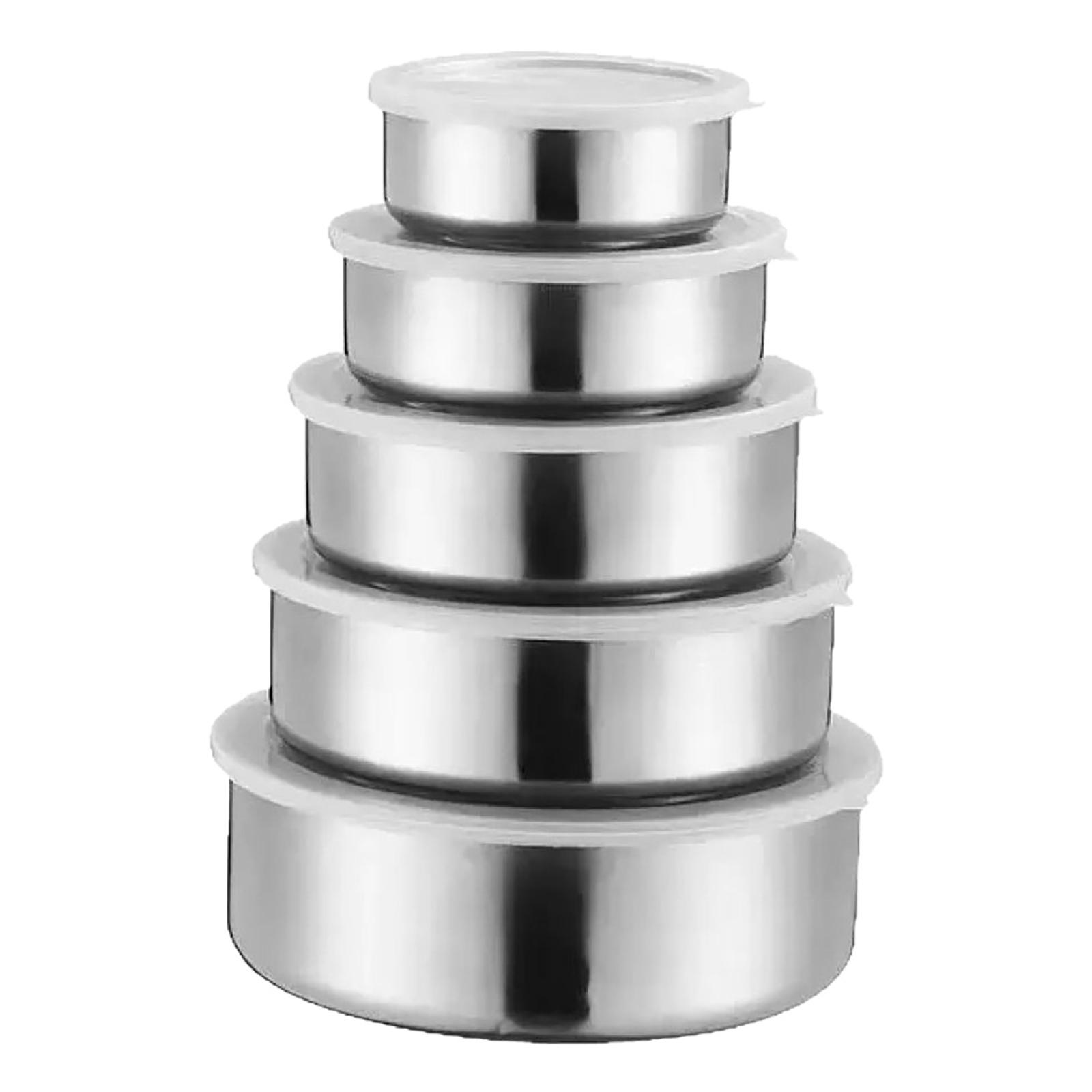 5 шт. Цветные миски для смешивания из нержавеющей стали с крышками, штабелируемые и для хранения, глубокие вложенные миски, безопасные для посудомоечной машины, для кухни, выпечки A1