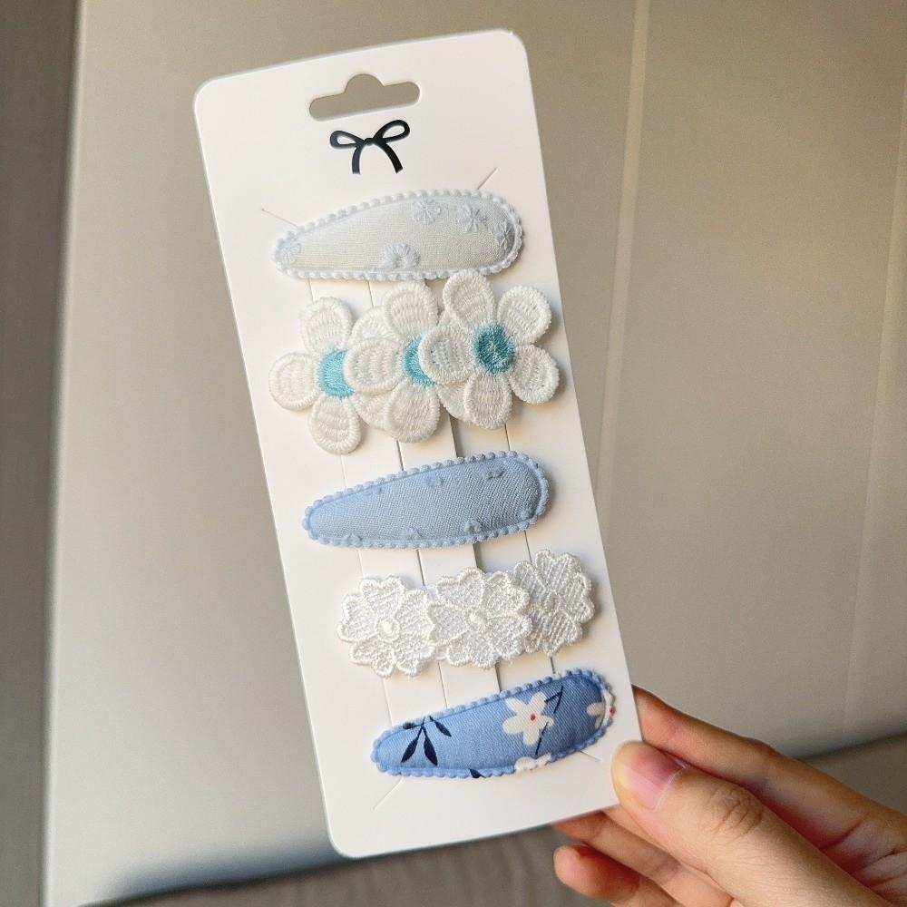 

5 Pcs/set Fabric Printed Hair Clips Set Cute Hairpin Ornaments New Floral Hair Accessories Gift Style F