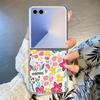 Cartoon Flower Printed Transparent Folding Phone Case For Samsung Galaxy Z Flip 7 FE 6 5 4 3 Flip7 Flip6 Flip5 5G Hard PC Cover