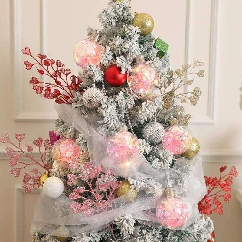 Christmas Glowing Ball Light Ornaments Led Lightup Balls Pendant For Xmas Tree Hanging Decorations New Year Navidad Decor Gifts