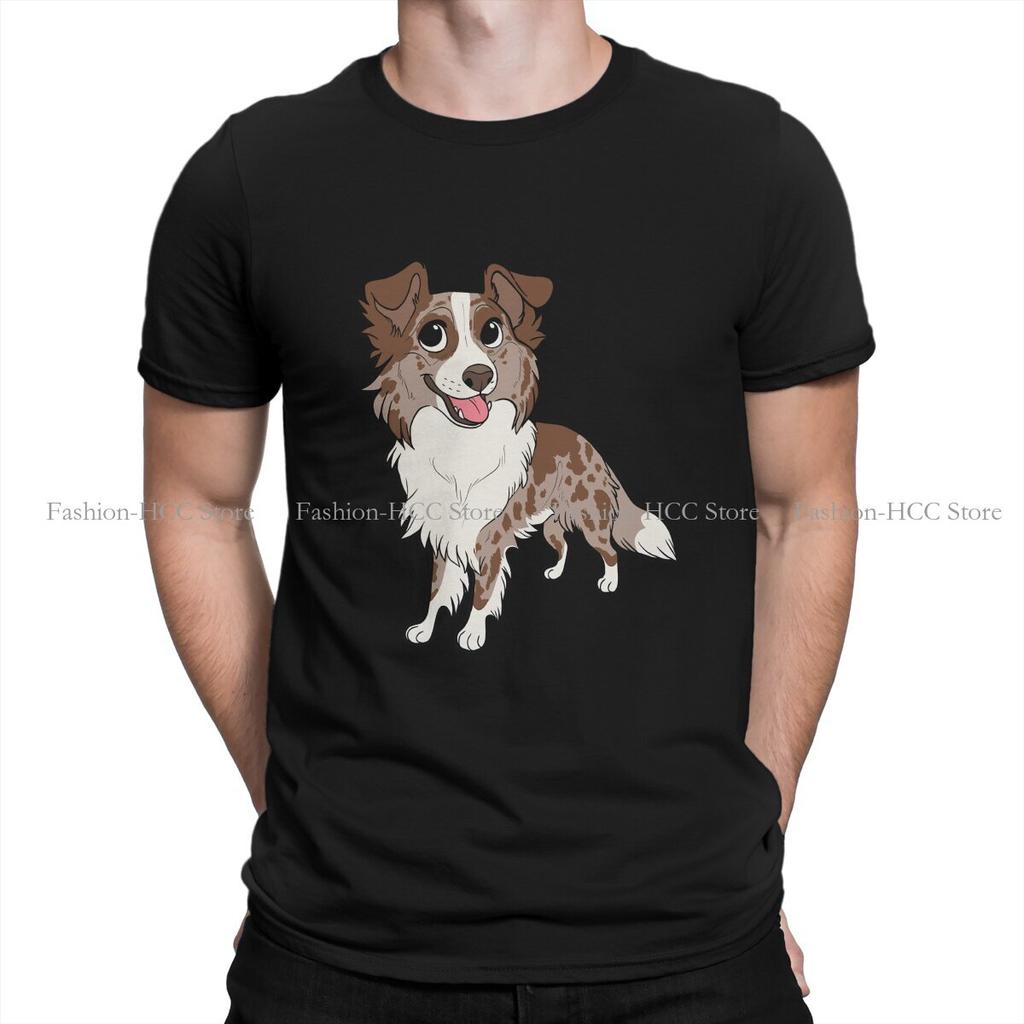 Border Red Merle Chibi Hip Hop Polyester Tshirt Collie Dog Printing Streetwear Casual T Shirt Male Tee