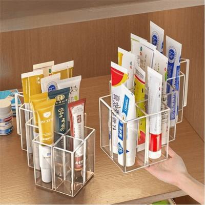 New with Multi-Compartment Ointment Organizer Box Plastic Transparent Cabinet Shelf Space Saving Cosmetics Storage Rack Home
