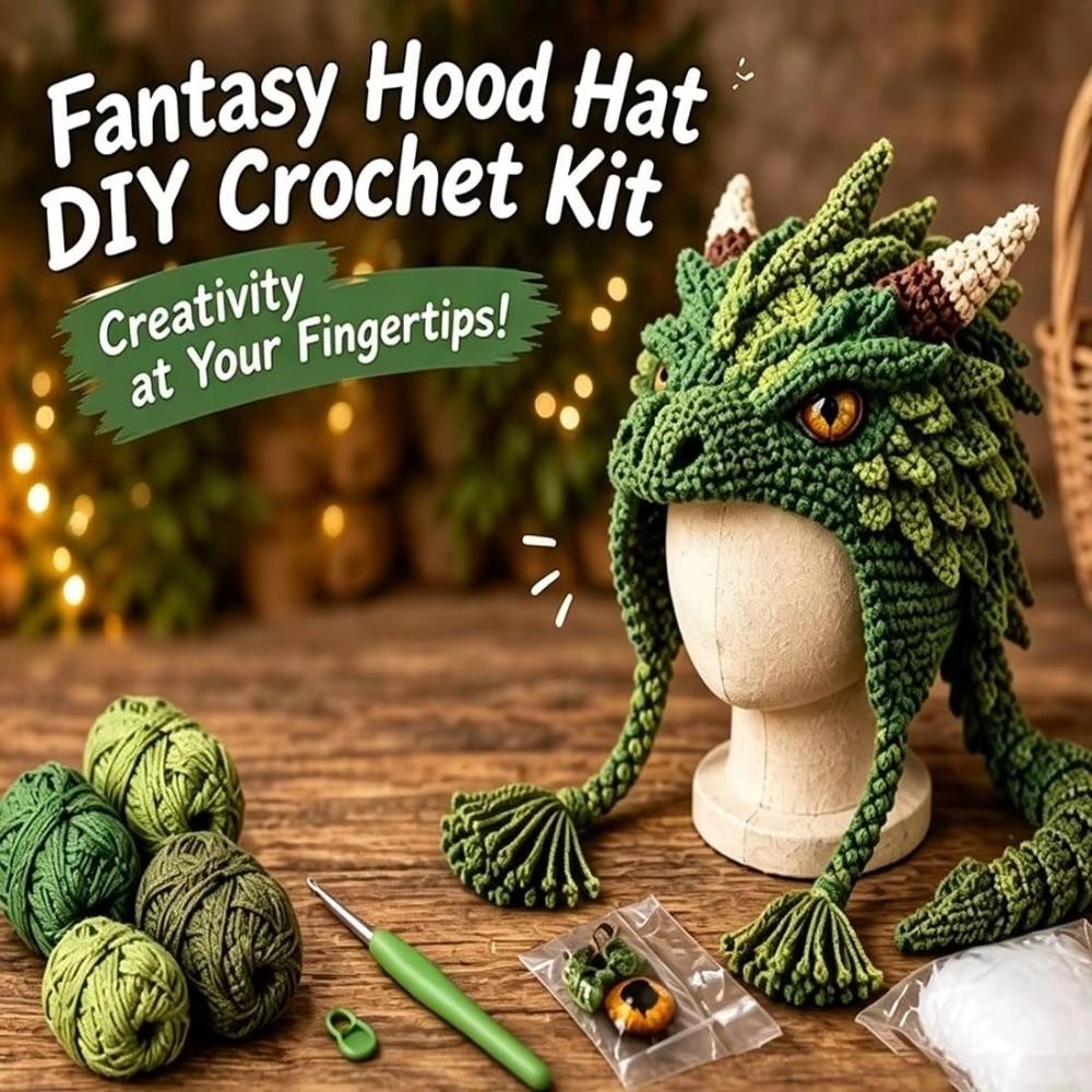 Handmade Knitted Hat Crochet Kit Animal Hood Hat Crochet Kit  for Adults&Kids Gift