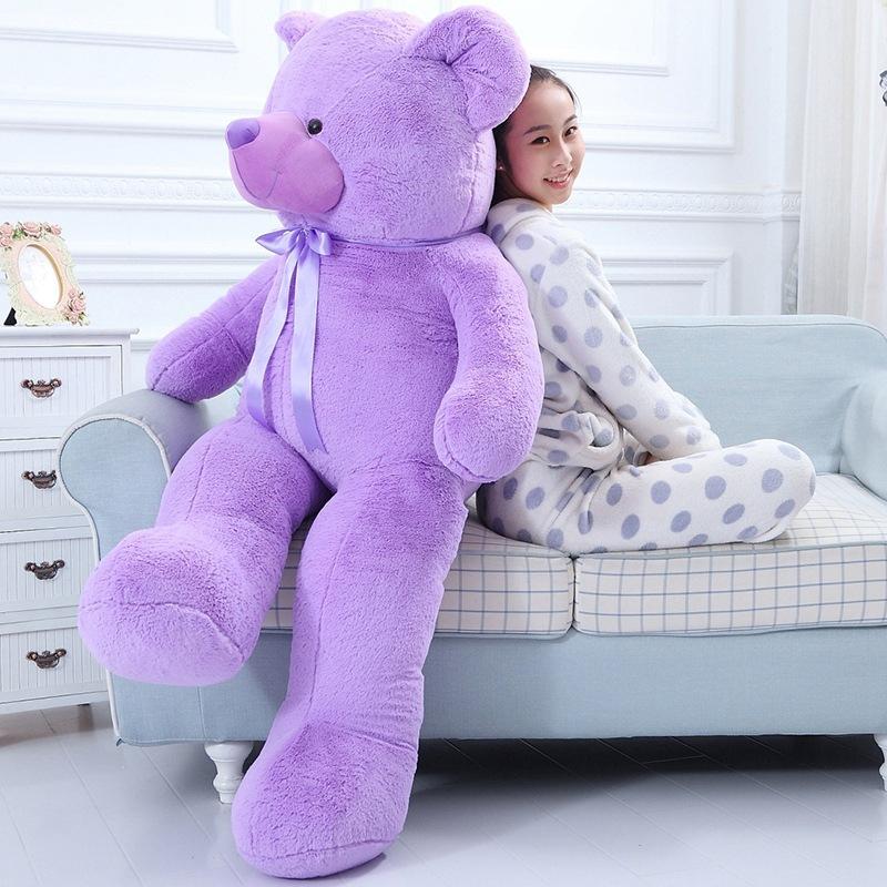 Large Purple Teddy Bear Lavender Bear Purple Ribbon Bear Plush Toy Big Bear Rag Doll Girl
