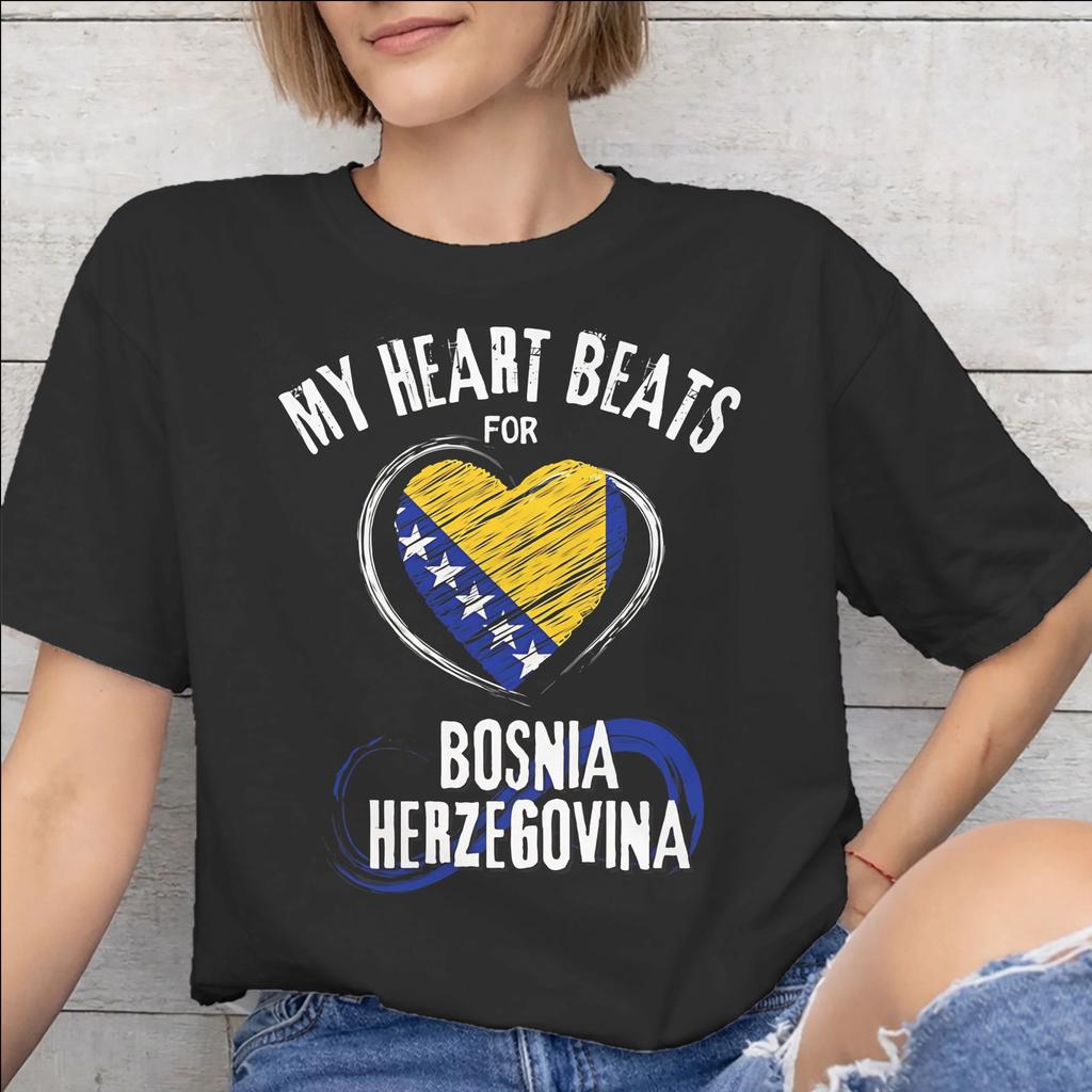 Bosnia and Herzegovina Flag Accessories Unisex T Shirts Cotton Tee Graphic Printed Tshirt Clothing