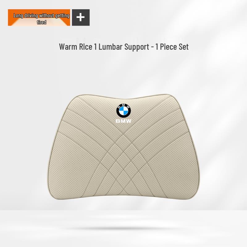 BMW Neck & Lumbar Support Pillow - Fits 1, 3, 5, 7 Series, X1, X3, X5, X6 - Car Interior Accessory
