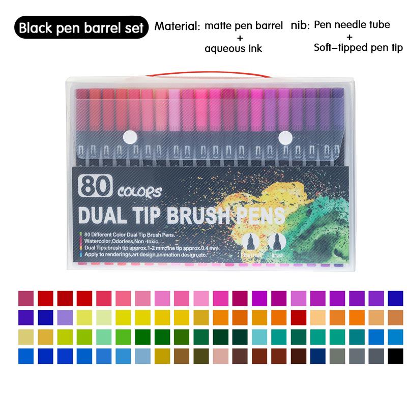 12-120 Colors Felt Tip Drawing Watercolor Art Markers Pen Dual Brush Fineliner Colouring Pen Set for Calligraphy Painting