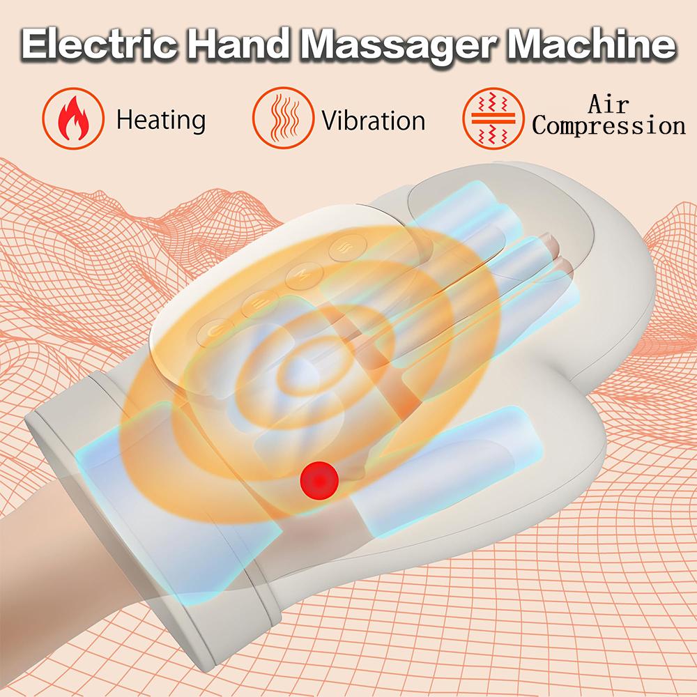 Electric Hand Massager Cordless Hand Massager with Vibration and Heat Air Compression Finger Massager for Arthritis Pain Relief