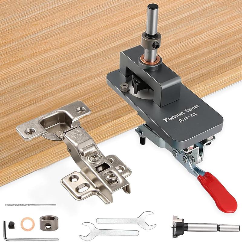 1 Set 35mm Aluminum Cabinet Hinge Jig Precision Locking Dual Jig Fixed Hinge Drill Jig With Complete Accessories