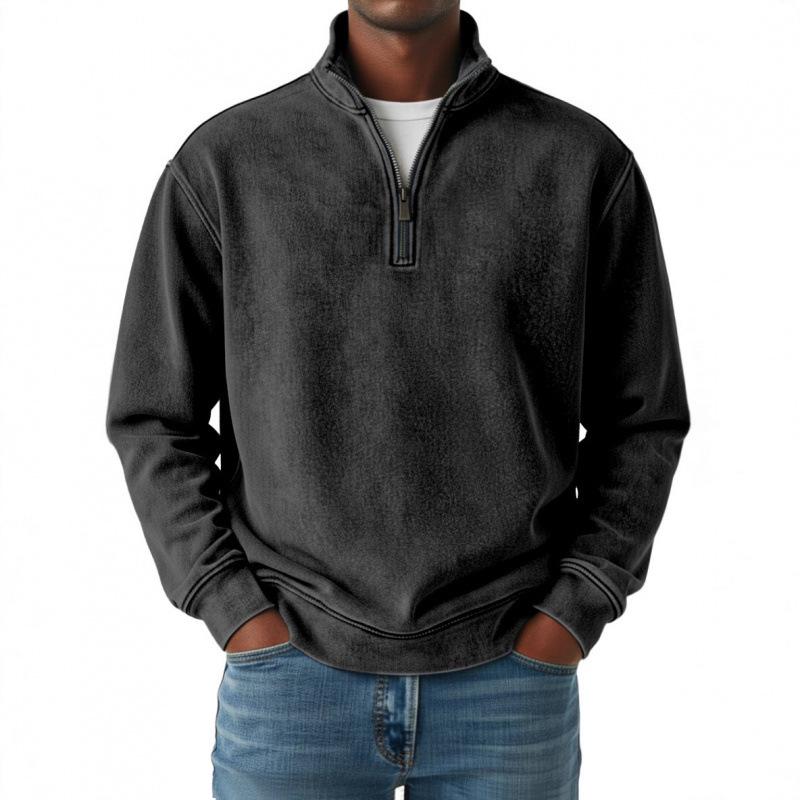 2025 European Style Men's 3D Print High Collar Half-Zip Hoodie for Spring/Autumn