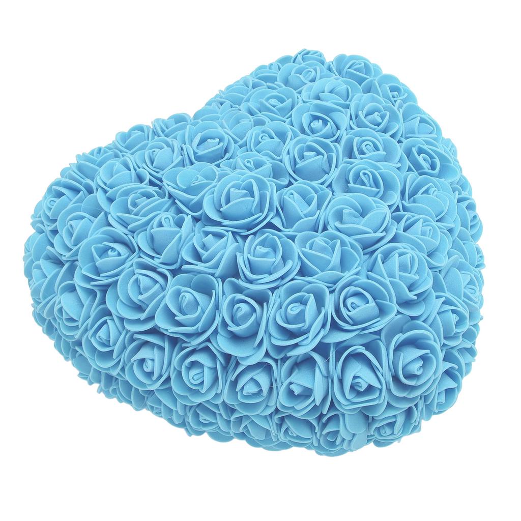 Foam Fake Roses Handcrafted Romantic Decorative Heart Shape Artificial Roses with String Light for Bedroom Wedding Blue