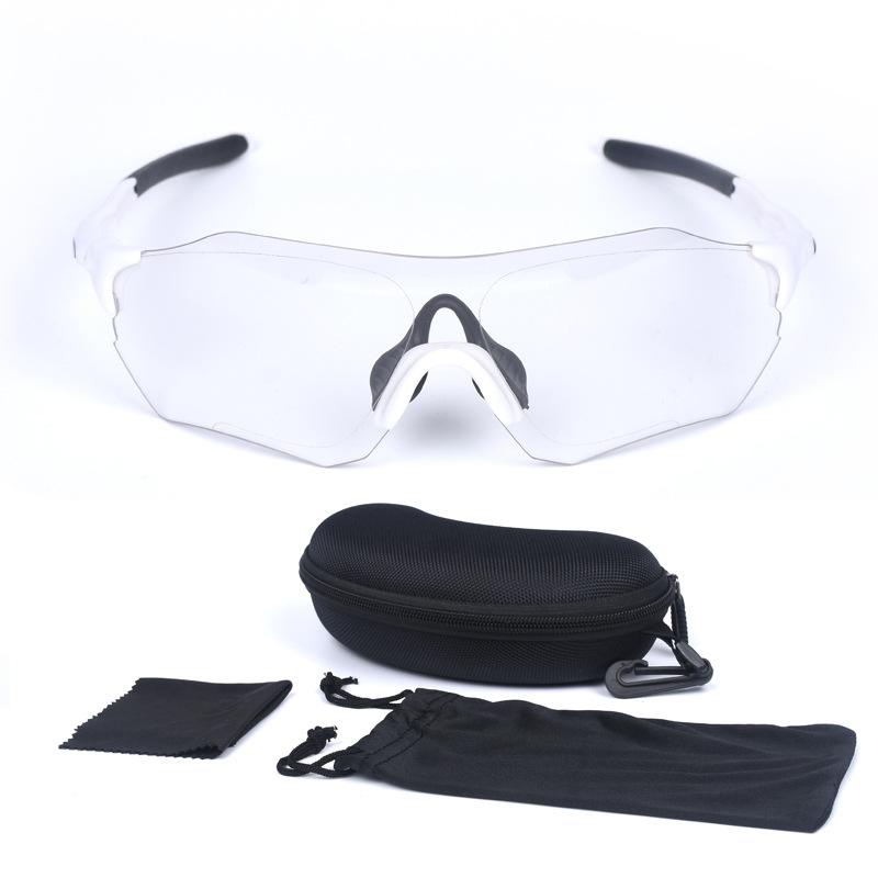 Frameless polarized light color-changing sunglasses mountain bike riding sunglasses men's driving goggles set