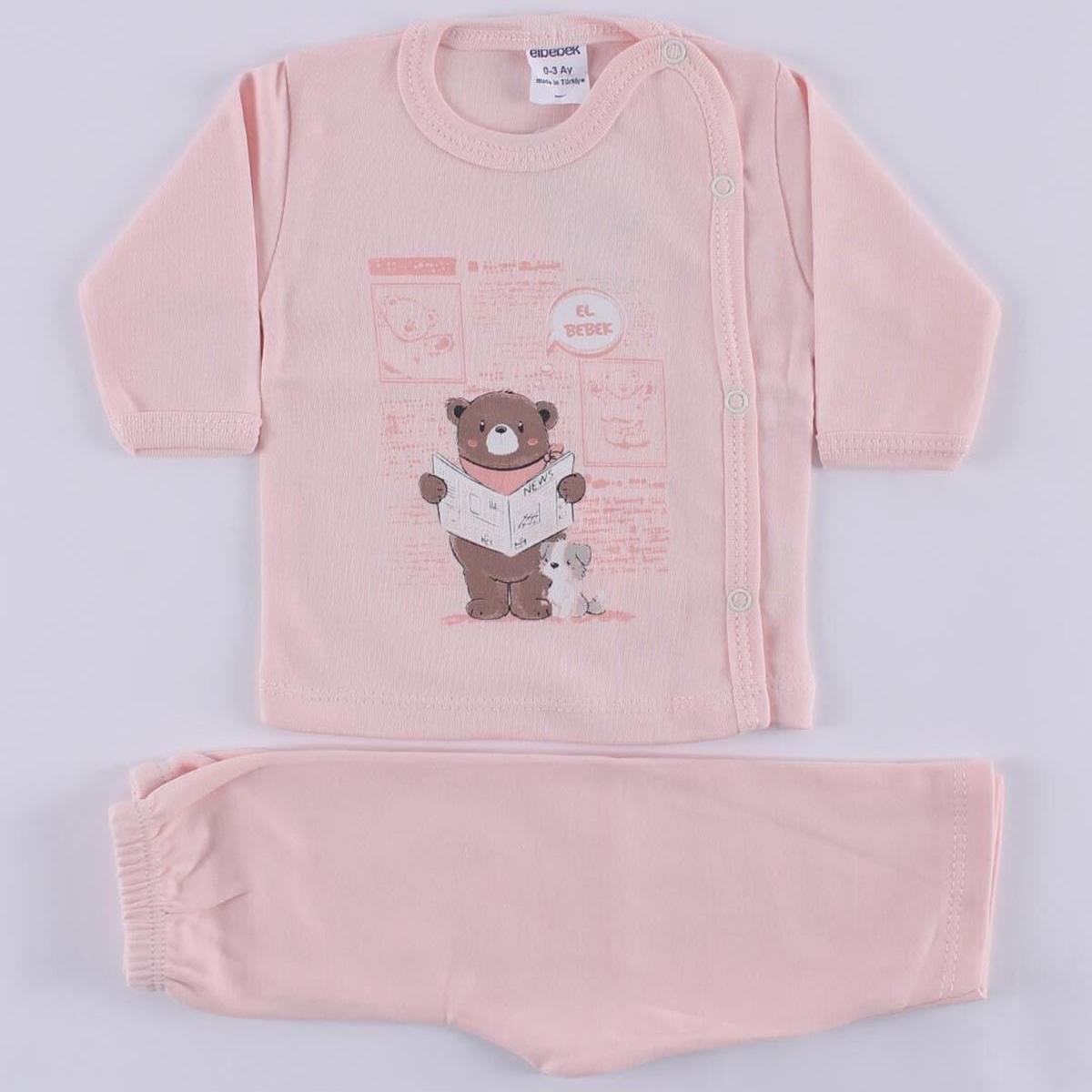 

Two Pajamas Set with Snaps and a Salmon Brown Bear
