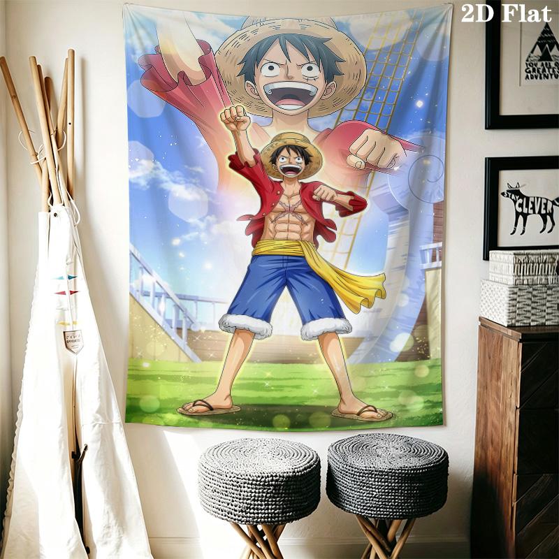 Arazzo da Parete Monkey D Luffy di One Piece Appeso Estetico alla Parete Coperta in Tessuto Stampato Arazzi Decorativi per Camera da Letto Soggiorno Decorazioni per la Casa