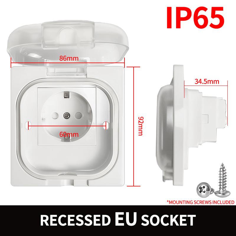 IP65 Waterproof Outdoor Socket, 16A High Power Wall Plate, 250V US/Thai Style 10A Receptacle, Bathroom & Weatherproof Electrical
