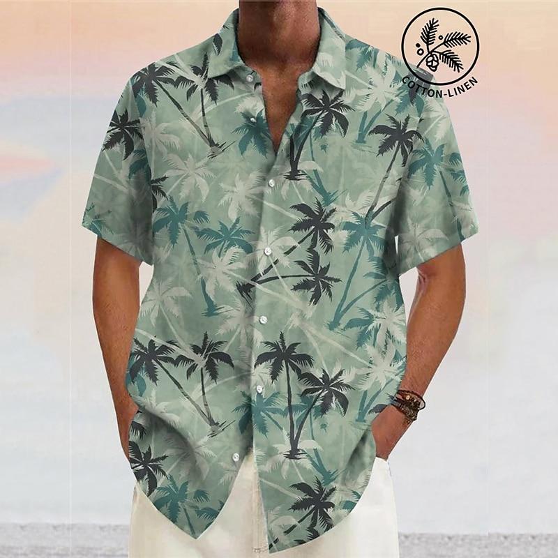 Camisa Tropical de Palmeras de Coco para Hombre Verano Camisa Hawaiana Camisa Aloha Manga Corta Diseñador de Moda