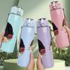 1PC Rose Horseshoe Wreath Pattern 750ml Color Plastic Sports Water Bottle Leakproof Flip Straw Lid Suitable for Sports Office Home Use
