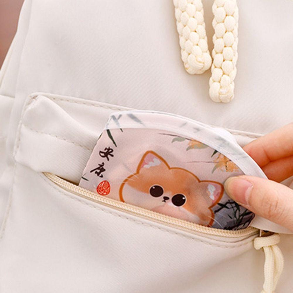 4Pcs Decorative Animal Reflector Folding Fan Cartoon Handheld Fan Round Pocket Fan Daily Use