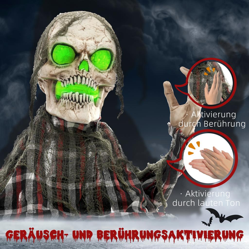 Halloween decoration Groundbreaker skeleton, bendable arms, glowing eyes, eerie howl