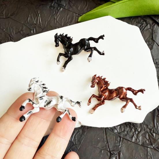 Oil Dripping Running Horse Brooch Sweater Cardigan Coat Business Suit Zodiac Animal Lapel Pin Men Women Fashion Jewelry Clothing Accessories