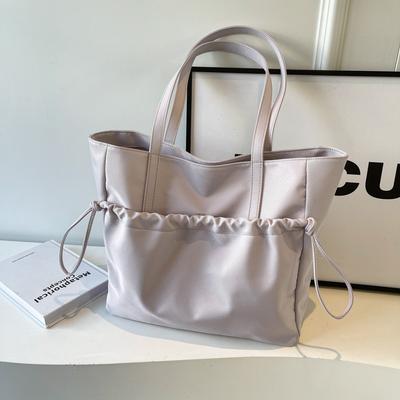New Tote Bag Women's Shoulder Bag College Student Class Handbag Simple Drawstring Nylon Bag Large Capacity
