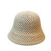 Chic 2024 Spring Summer Fisherman Hat Women's Knit Hollow Out Big Brim Bucket Hat For Sun Protection
