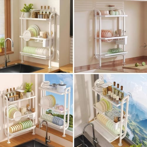 EazyRack Dish Drainer, Kitchen Rack, Laundry Rack, Stainless Steel, Wall-Mounted, Suction Cup Mount, Cutting Board Storage, Dish Drying, Rust-Resistan