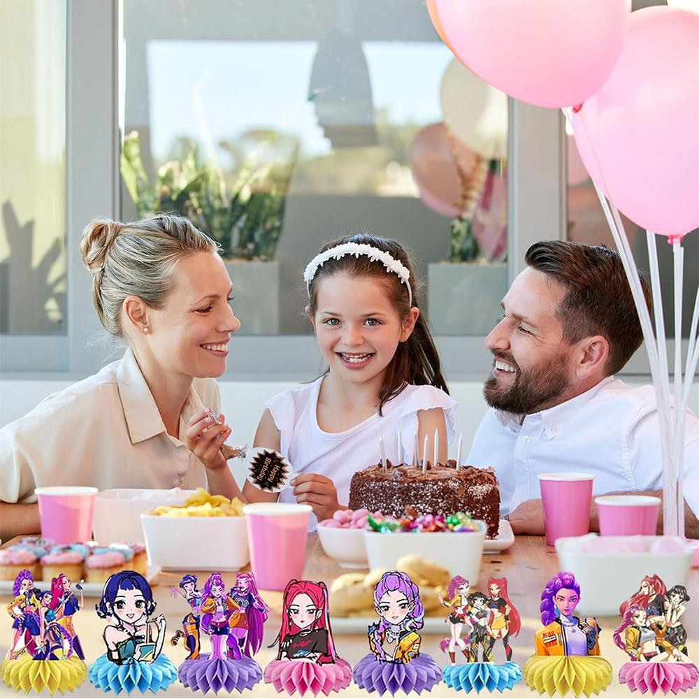 8 Pcs Demon Hunters Honeycomb Decor For Birthday Party