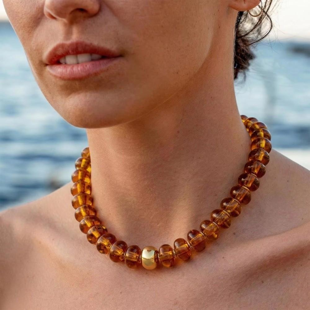 Round Resin Beads Chain Necklaces Chunky Resin Beads Necklace Summer Vacation