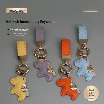 Portachiavi in Pelle Ricchezza Istantanea con Ciondolo Pony Cartone Animato per Coppie – Accessorio alla Moda per Borsa e Auto