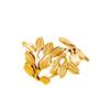 18K Gold-Plated Open Leaf Stainless Steel Ring - European & American Casual Fashion Style